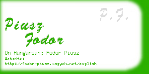 piusz fodor business card